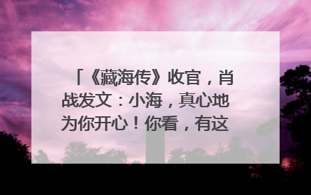 《藏海传》收官，肖战发文：小海，真心地为你开心！你看，有这么多人懂你！