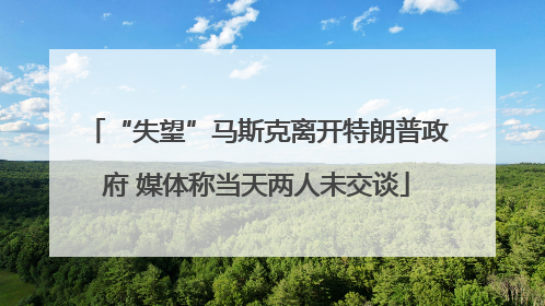 “失望”马斯克离开特朗普政府 媒体称当天两人未交谈
