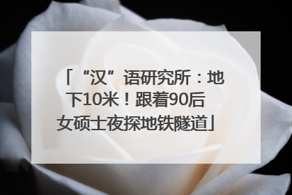 “汉”语研究所：地下10米！跟着90后女硕士夜探地铁隧道