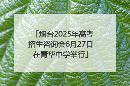 烟台2025年高考招生咨询会6月27日在青华中学举行
