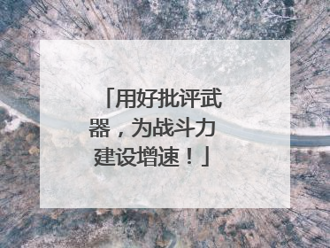 用好批评武器，为战斗力建设增速！