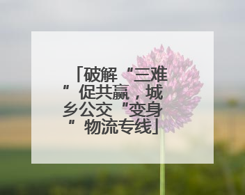 破解“三难”促共赢，城乡公交“变身”物流专线