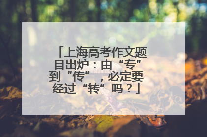 上海高考作文题目出炉：由“专”到“传”，必定要经过“转”吗？