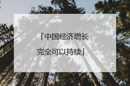 中国经济增长完全可以持续