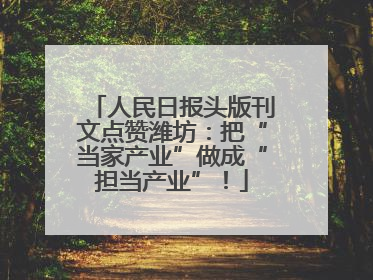 人民日报头版刊文点赞潍坊：把“当家产业”做成“担当产业”！