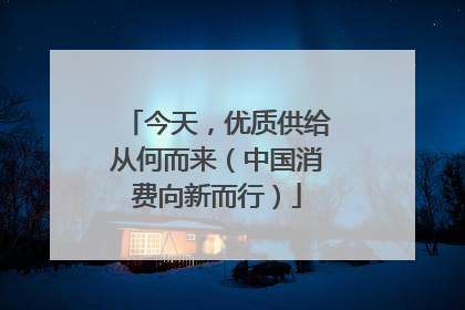 今天，优质供给从何而来（中国消费向新而行）