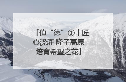 值“德”③丨匠心浇灌 隆子高原培育希望之花