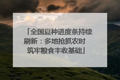 全国夏种进度条持续刷新：多地抢抓农时 筑牢粮食丰收基础