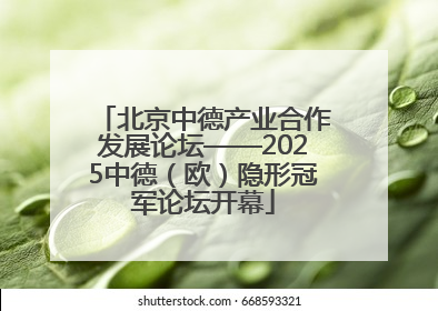 北京中德产业合作发展论坛——2025中德（欧）隐形冠军论坛开幕