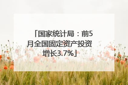 国家统计局：前5月全国固定资产投资增长3.7%
