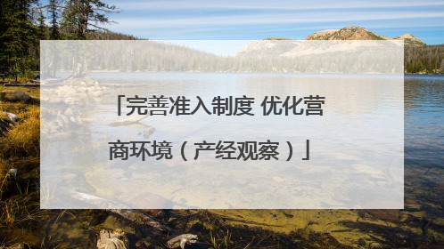 完善准入制度 优化营商环境（产经观察）