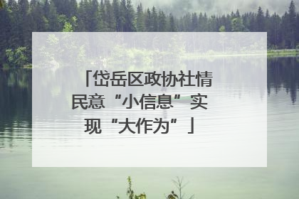 岱岳区政协社情民意“小信息”实现“大作为”