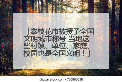 攀枝花市被授予全国文明城市称号 当地这些村镇、单位、家庭、校园也是全国文明！