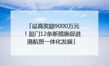 最高奖励9000万元！厦门12条新措施促进港航贸一体化发展