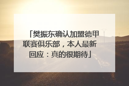 樊振东确认加盟德甲联赛俱乐部，本人最新回应：真的很期待