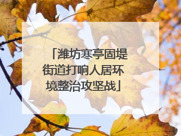 潍坊寒亭固堤街道打响人居环境整治攻坚战
