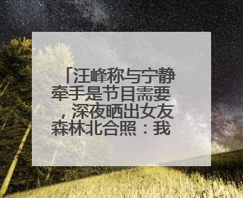 汪峰称与宁静牵手是节目需要，深夜晒出女友森林北合照：我俩好着呢！
