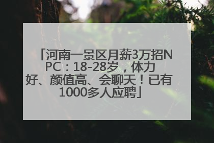 河南一景区月薪3万招NPC：18-28岁，体力好、颜值高、会聊天！已有1000多人应聘