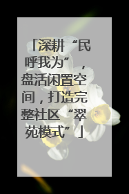 深耕“民呼我为”，盘活闲置空间，打造完整社区“翠苑模式”