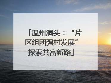 温州洞头：“片区组团强村发展”探索共富新路