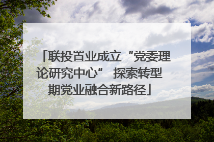 联投置业成立“党委理论研究中心” 探索转型期党业融合新路径