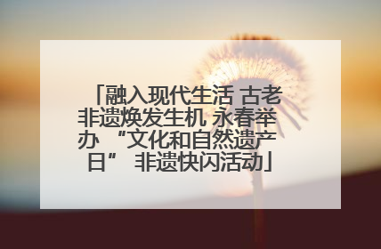 融入现代生活 古老非遗焕发生机 永春举办 “文化和自然遗产日” 非遗快闪活动
