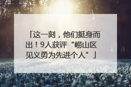 这一刻，他们挺身而出！9人获评“崂山区见义勇为先进个人”
