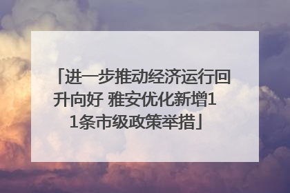 进一步推动经济运行回升向好 雅安优化新增11条市级政策举措