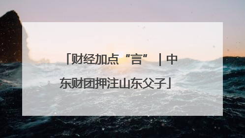 财经加点“言”｜中东财团押注山东父子