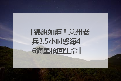 锦旗如炬！莱州老兵3.5小时怒海46海里抢回生命