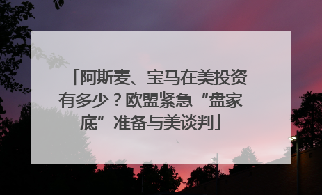 阿斯麦、宝马在美投资有多少？欧盟紧急“盘家底”准备与美谈判